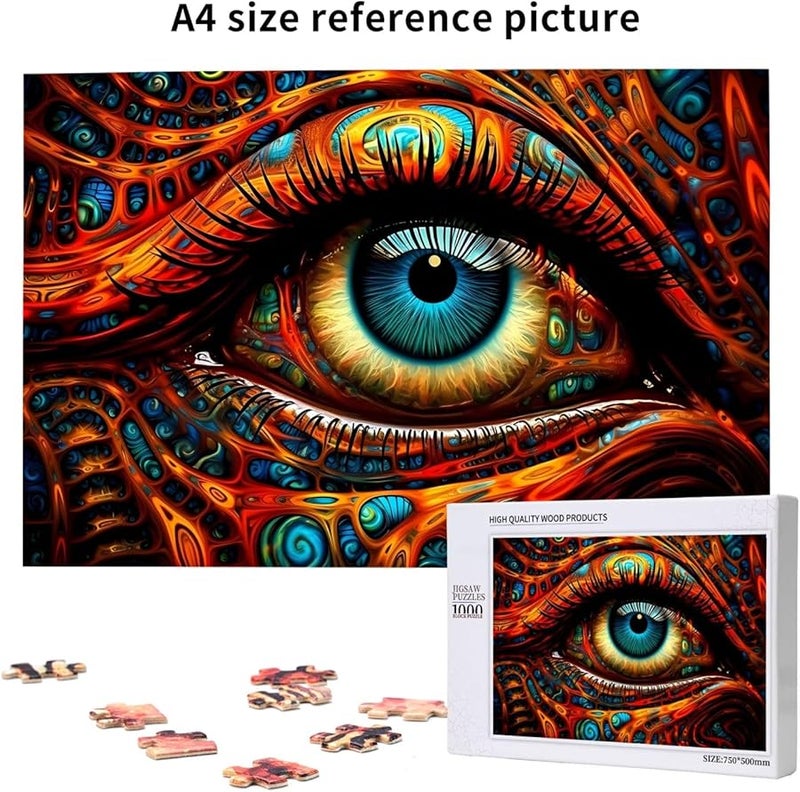 Phayah 1000 قطعة لغز العيون الملون للبالغين ديكور المنزل 29.5 × 19.7 بوصة - Image 5